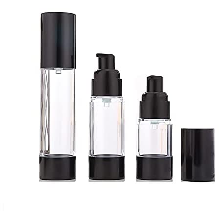 conteneurs rechargeables de lotion de 3Pcs/lot 15ML 30ML 50ML de crème de pompe en plastique de récipient de bouteille de voyage cosmétique privé d'air noir vide de distributeur
