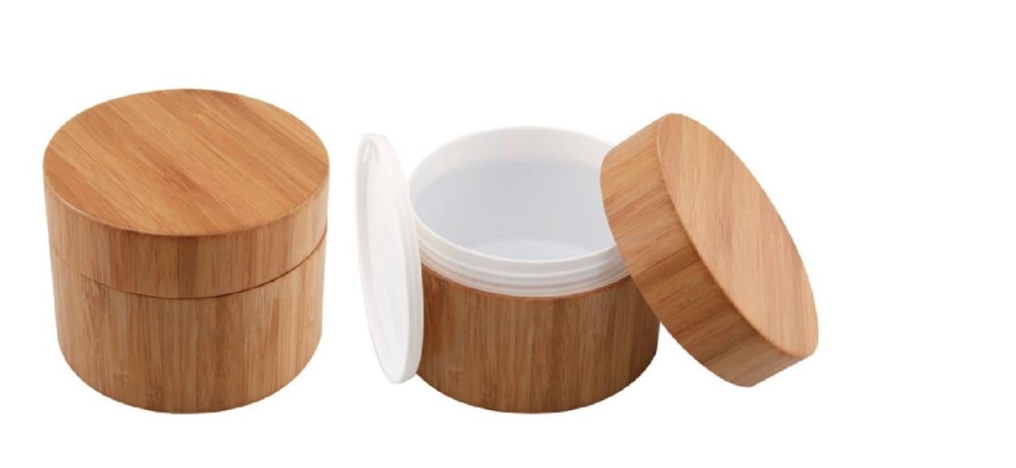 Bamboo Lid Beauty Product Containers , Empty Recycle 50G Skin Care Containers